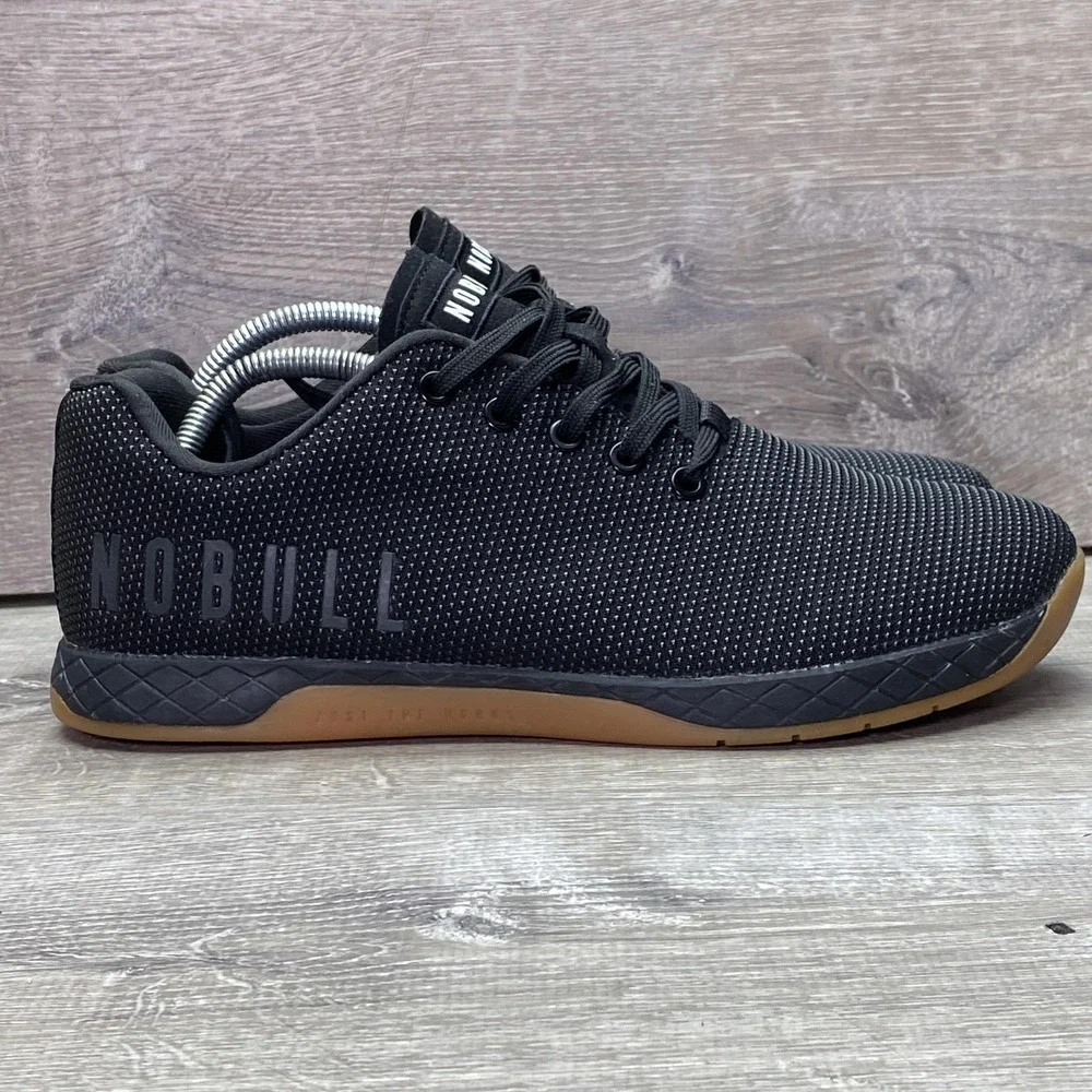 NOBULL Trainer Shoes Mens Size 9.5 Black SuperFabric Gum Sole Athletic Sneakers - Picture 4 of 12